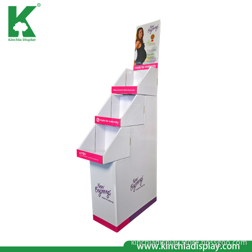 Health Care Product Cardboard Paper POS Floor Step Shelf Display Stand
